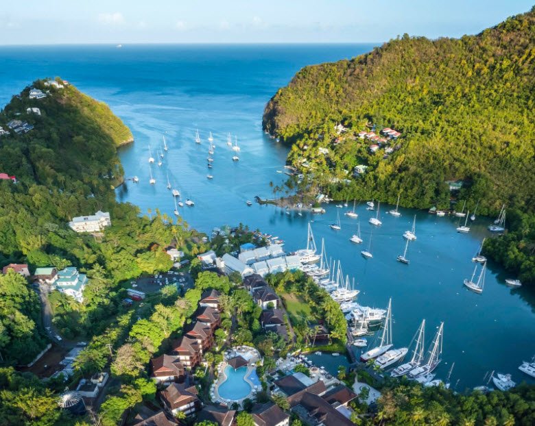 Marigot Bay, West coast, near Castries, Saint Lucia